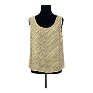 Liz Claiborne yellow striped sleeveless semi sheer blouse size 6